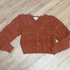 Allison New York Rust Cardigan with such beautiful detail Size XS NWOT